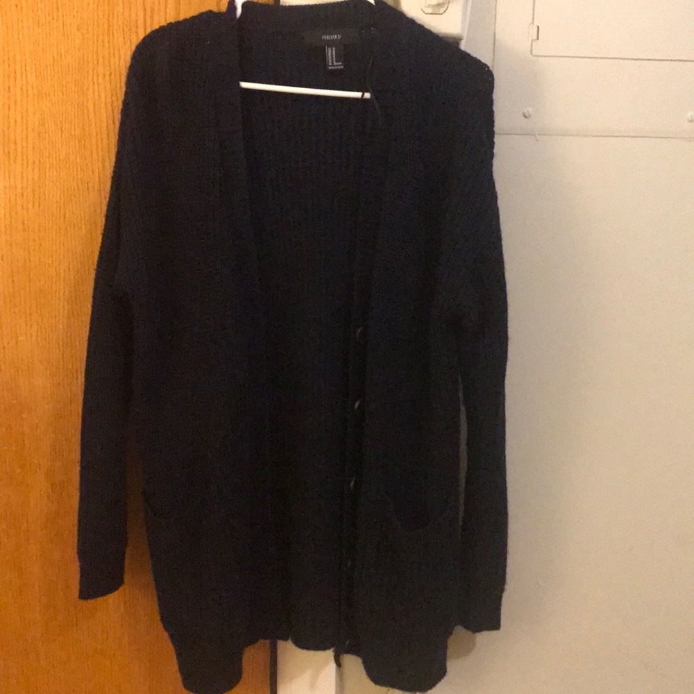 Navy blue cardigan with buttons